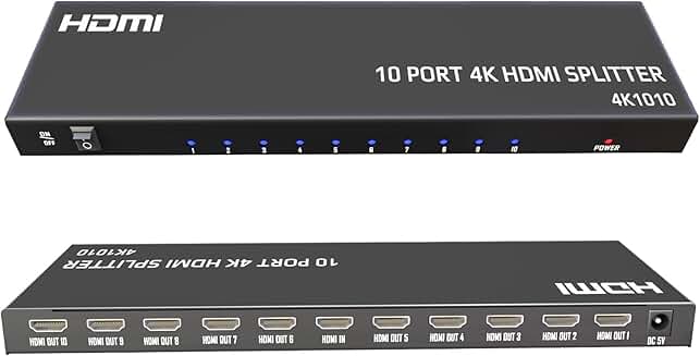 4K HDMI Splitter 1 In 10 Out for Multiple Displays