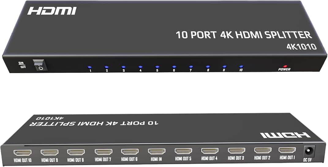 4K HDMI Splitter 1 In 10 Out for Multiple Displays