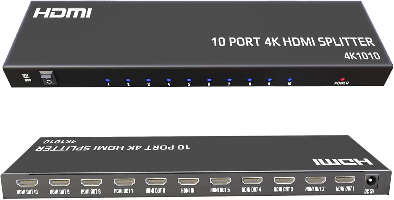 4K HDMI Splitter 1 In 10 Out for Multiple Displays