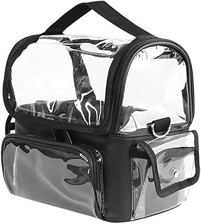 Clear makeup brush case with pockets and adjustable dividers