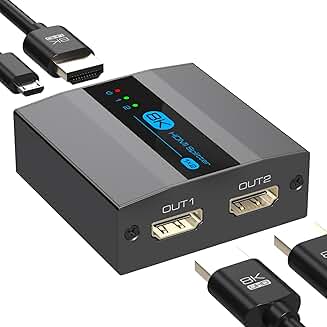 8K HDMI Splitter 1 In 2 Out for 4K 120Hz Displays