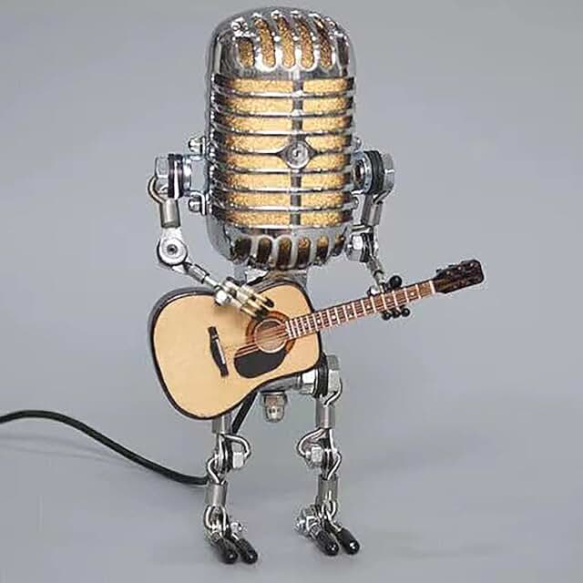 Vintage Microphone Guitar Lamp for Music Lovers