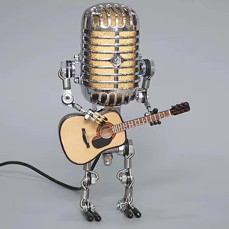 Vintage Microphone Guitar Lamp for Music Lovers