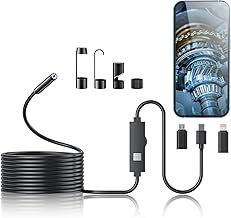 HD Endoscope Camera with Light, 16.4ft Semi-Rigid Borescope