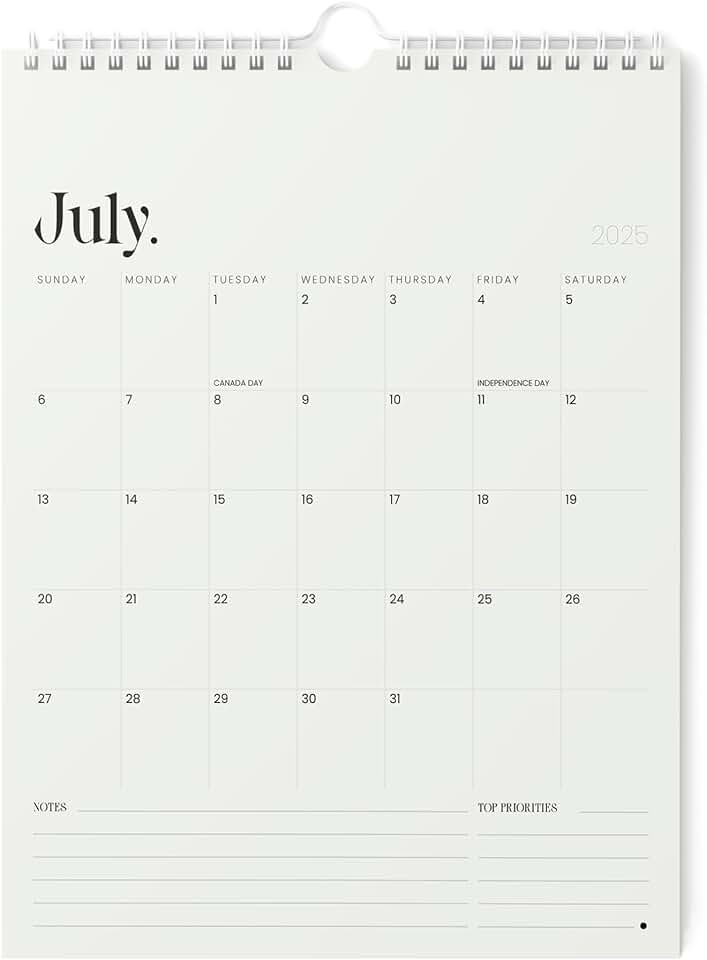 Vertical 2025-2026 Wall Calendar, 8.5x11 inches