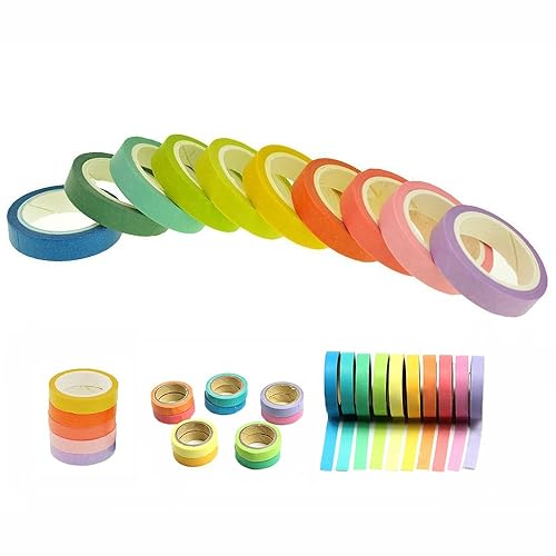 Multicolor Washi Tape, 10 Rolls, 0.7cm x 5m