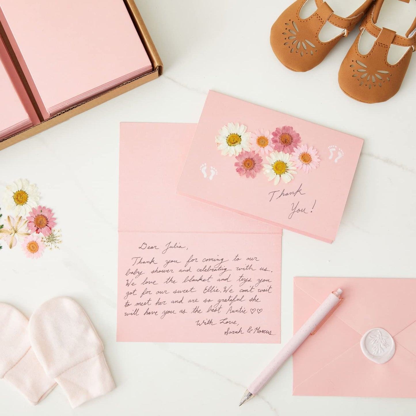 Set of 48 pink 4x6 blank cards and envelopes