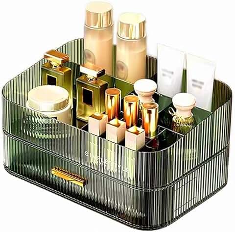 Green Makeup Organizer with Stackable Drawers