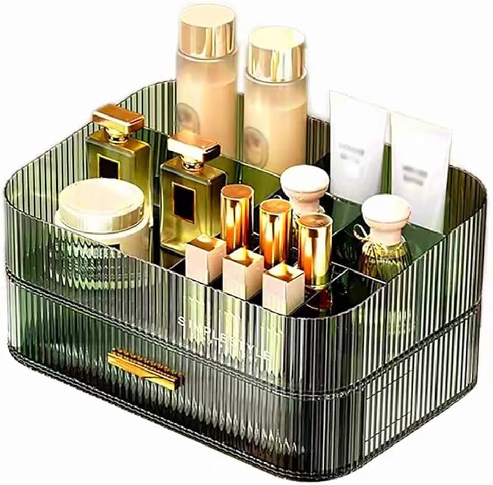 Green Makeup Organizer with Stackable Drawers
