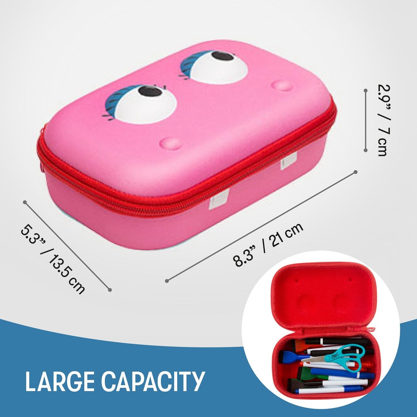 Large Pink Pencil Box for School and Stationery
