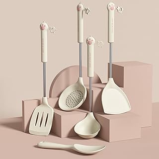 5-Piece Silicone Cooking Utensil Set with Stainless Steel Handles