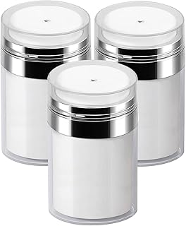 Set of three 3.5 oz airless pump jars for lotion and moisturizer