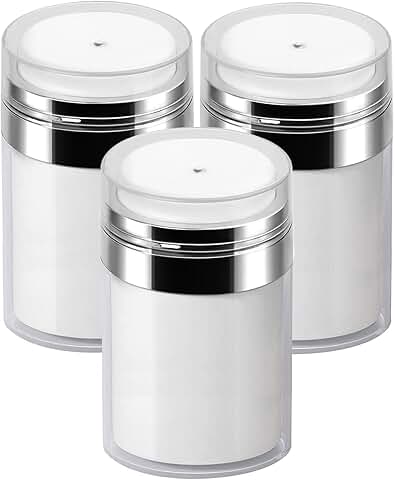 Set of three 3.5 oz airless pump jars for lotion and moisturizer