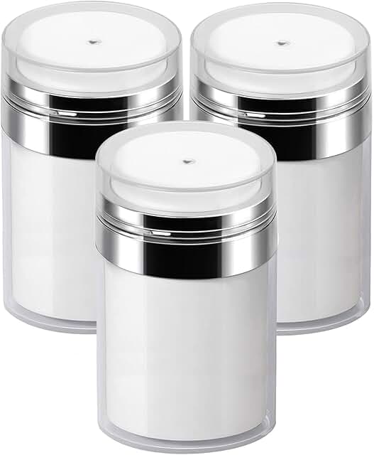 Set of three 3.5 oz airless pump jars for lotion and moisturizer