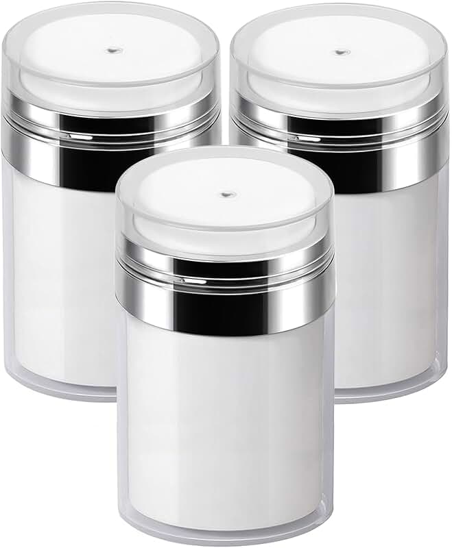 Set of three 3.5 oz airless pump jars for lotion and moisturizer