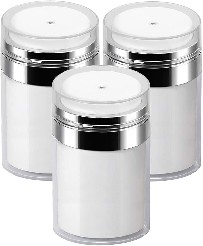 Set of three 3.5 oz airless pump jars for lotion and moisturizer