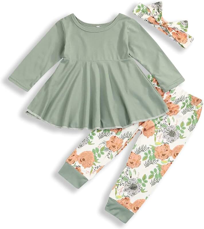 Baby Girl Ruffle Top and Floral Pants Outfit