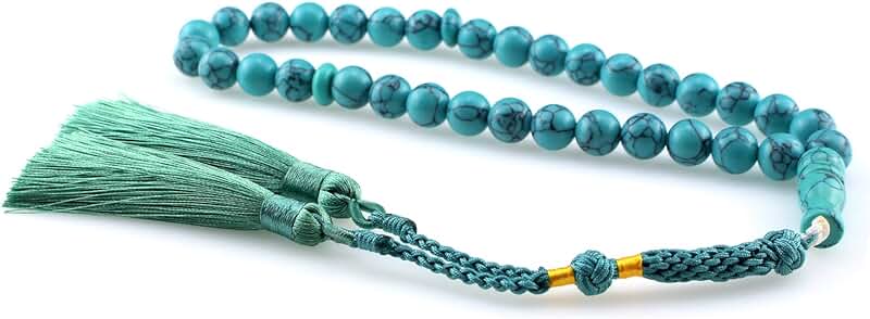 Blue Turquoise Prayer Beads with Tassel