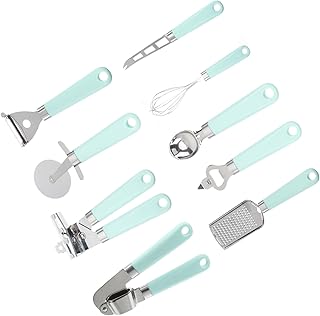 Plastic handle kitchen utensil set for baking and cooking