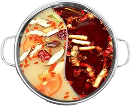 Stainless Steel Dual-Sided Hot Pot with Divider and Spoon