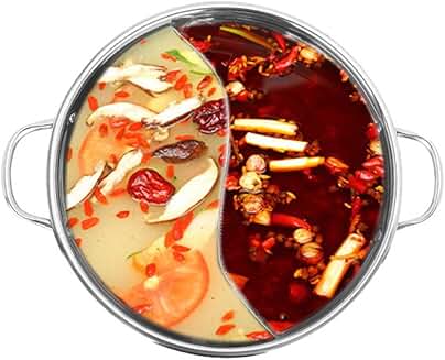 Stainless Steel Dual-Sided Hot Pot with Divider and Spoon