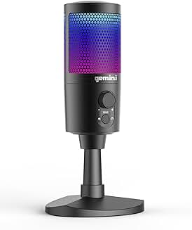 USB Condenser Microphone with RGB Lights and Noise Control