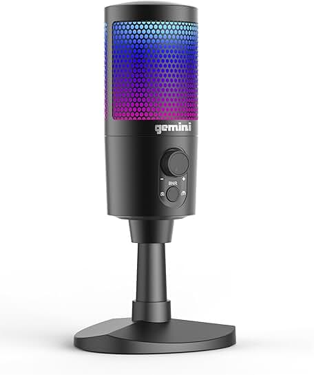 USB Condenser Microphone with RGB Lights and Noise Control
