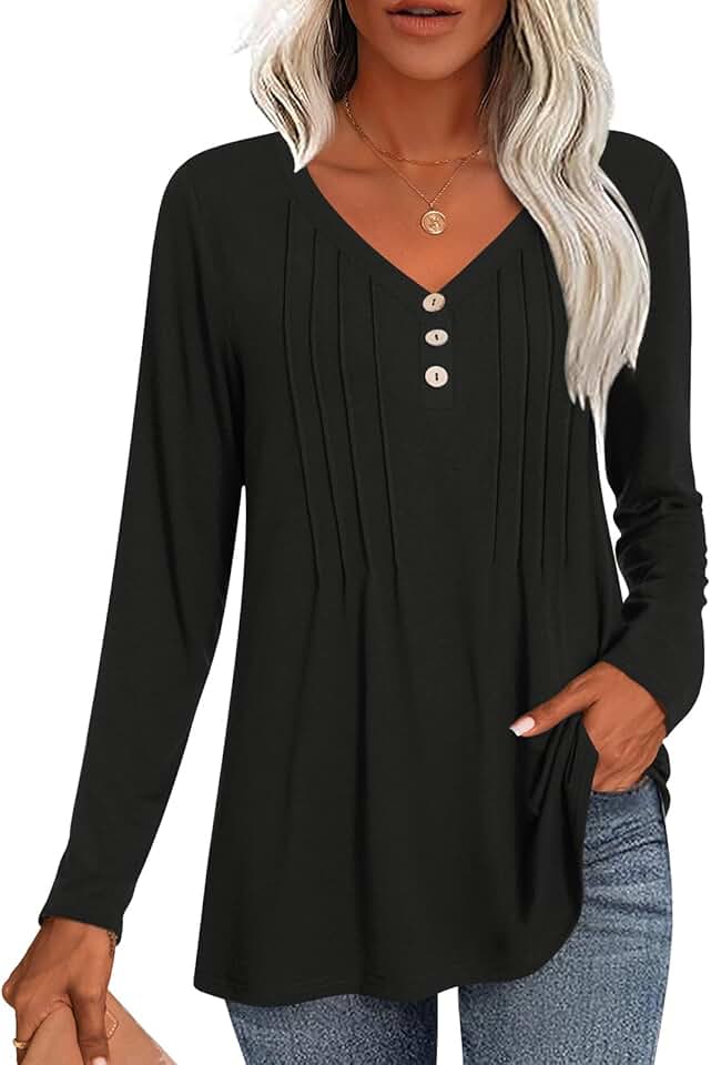 Fall 2025 Women's Casual Long Sleeve V-Neck Blouses