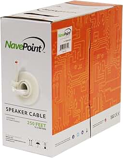 250ft In-Wall Audio Speaker Cable, CL2, 16/2 AWG, White