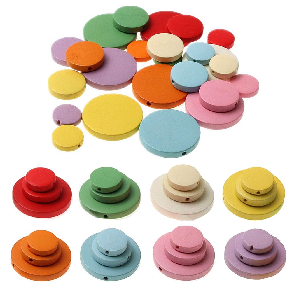 Assorted Wood Discs 120 Pieces for Jewelry and Crafts