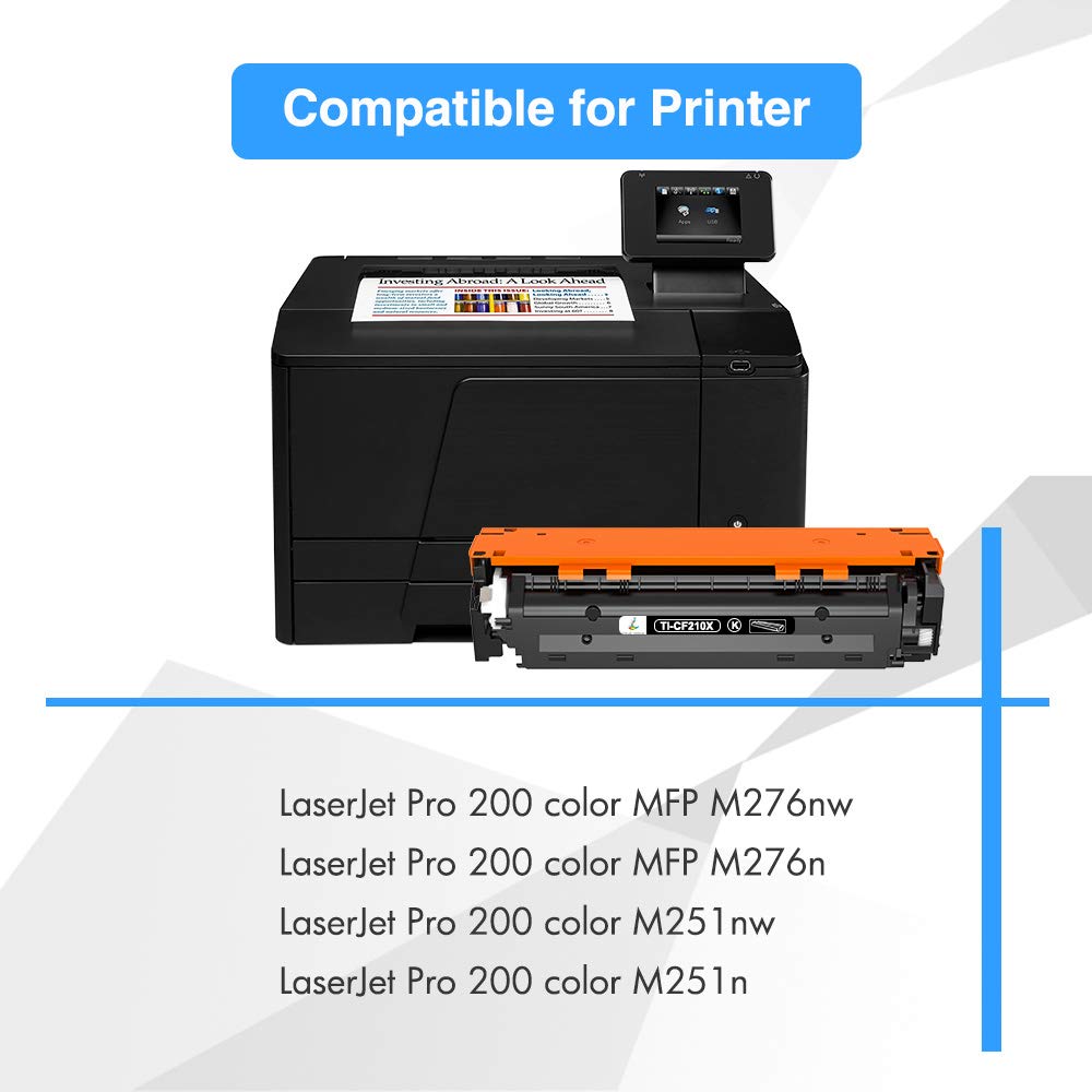 Compatible Toner Cartridge Replacement for HP 131A 131X Pro 200 Color M251nw M251n MFP M276nw M276n CF210X CF210A CF211A CF212A CF213A Printer (Black Cyan Yellow Magenta, 5-Pack)