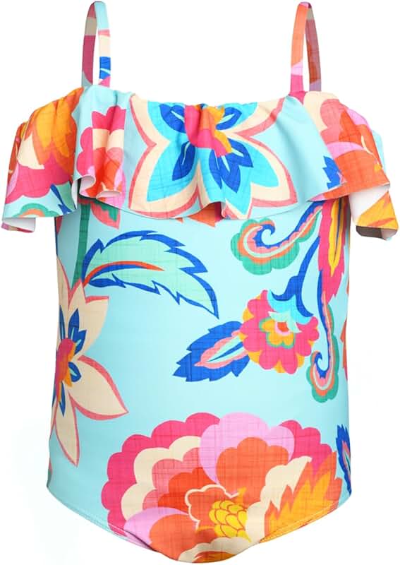 Girls' Off Shoulder Ruffle Swimsuit