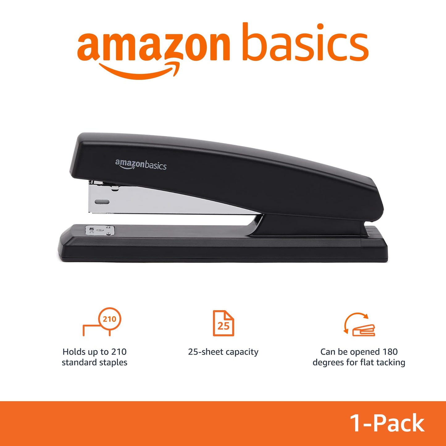 Black stapler with 1000 staples, 25-sheet capacity