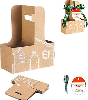 Gingerbread Drink Holder with Handle, 2 Cups, Pack of 20