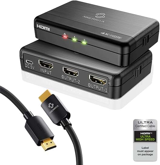 4K HDMI Splitter 1 In 2 Out with 8K Cable