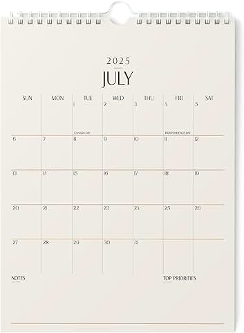 Vertical 2025-2026 Wall Calendar, 8.5x11 inches