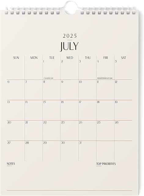 Vertical 2025-2026 Wall Calendar, 8.5x11 inches