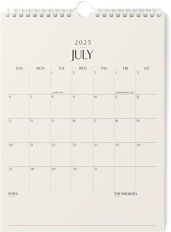Vertical 2025-2026 Wall Calendar, 8.5x11 inches