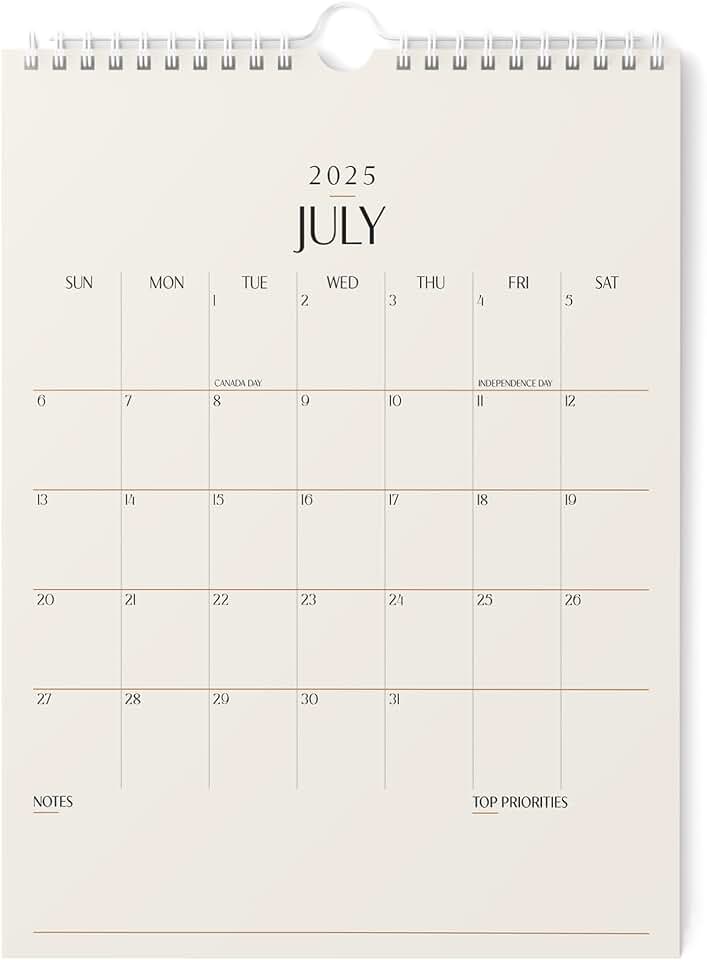 Vertical 2025-2026 Wall Calendar, 8.5x11 inches