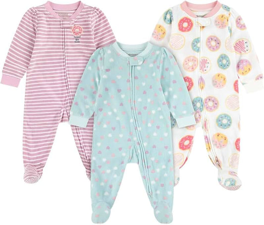 Unisex Baby 3-Pack Fleece Coverall Pajamas