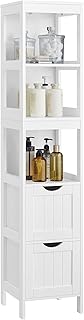 White storage cabinet with drawers, 55.7 inches tall