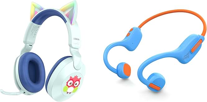 Kids Bluetooth Headphones with Cat Ears and LED Lights