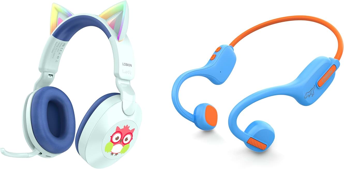 Kids Bluetooth Headphones with Cat Ears and LED Lights