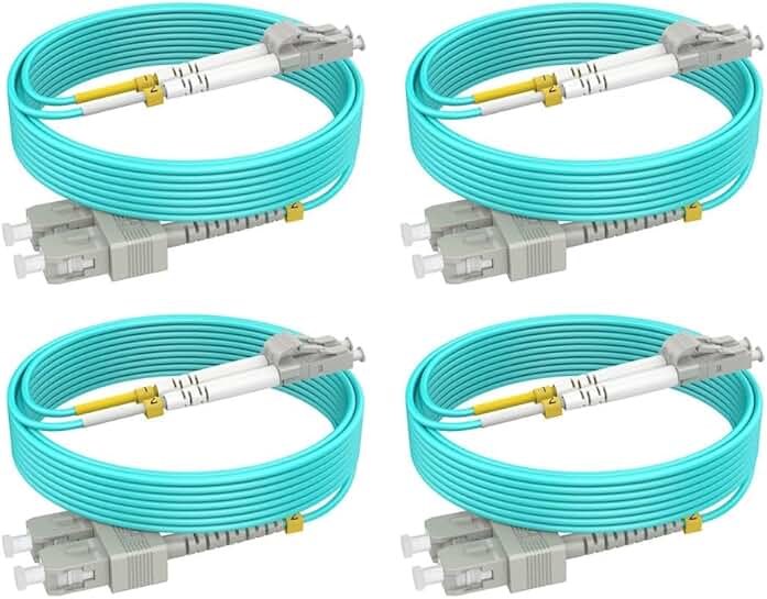 15ft Multimode and Singlemode Fiber Patch Cables (4 Pack)