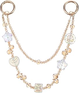 Double Chain Crystal Beaded Phone Wrist Strap