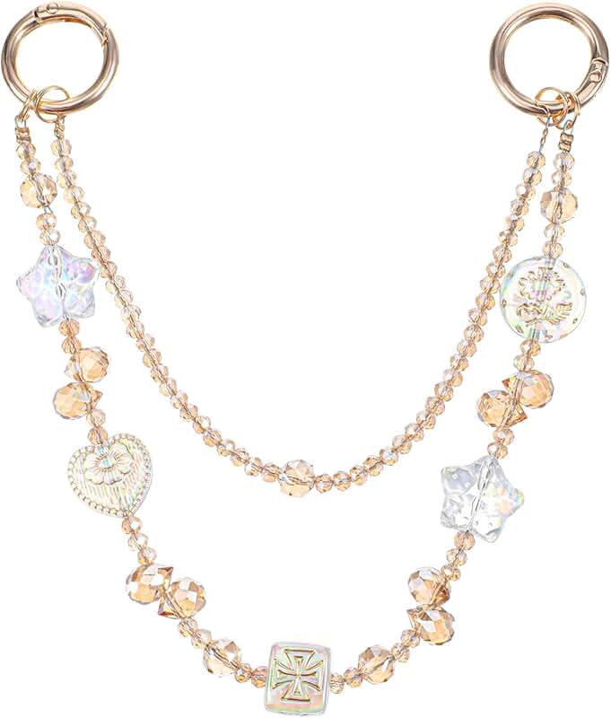 Double Chain Crystal Beaded Phone Wrist Strap