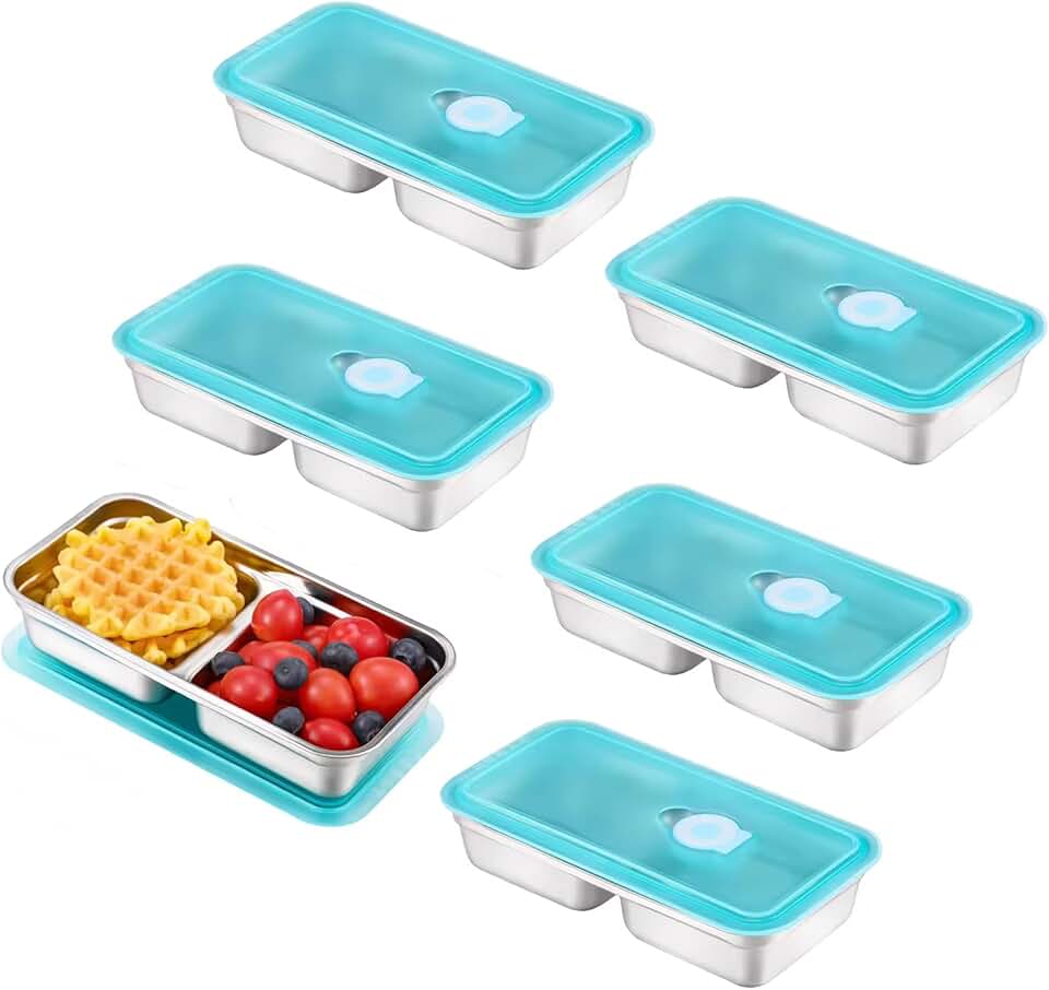 Reusable stainless steel snack containers with lids, 6-pack