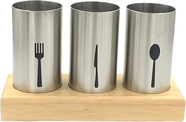 Small stainless steel flatware caddy set