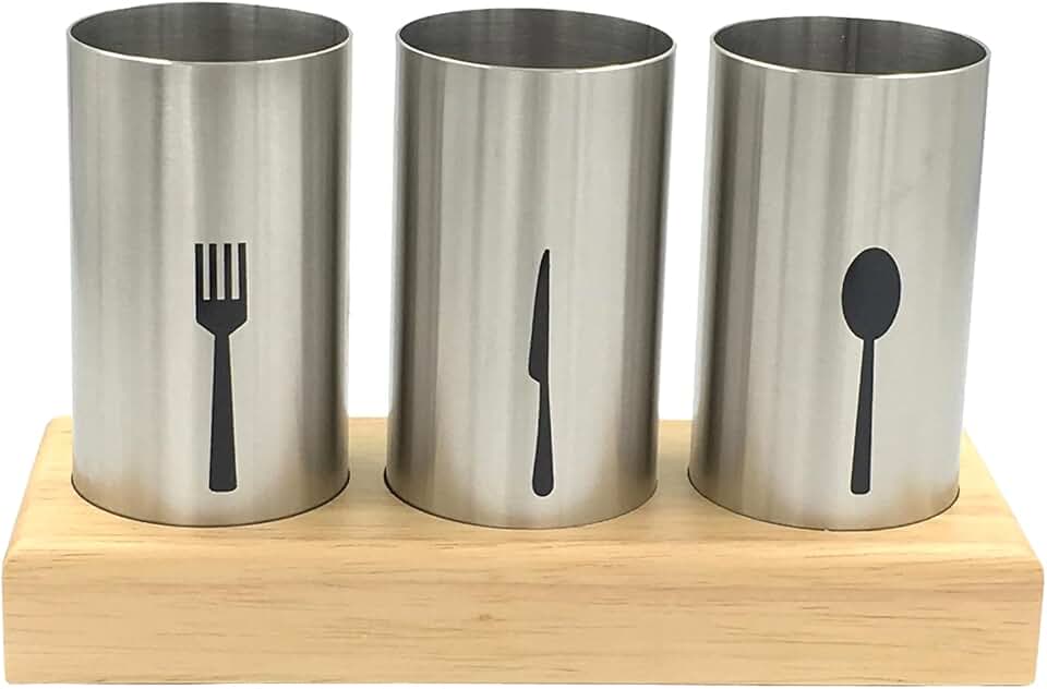 Small stainless steel flatware caddy set