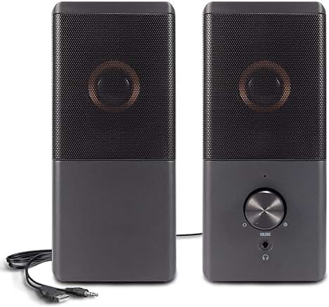 Compact USB Computer Speakers with Bass and Headphone Jack